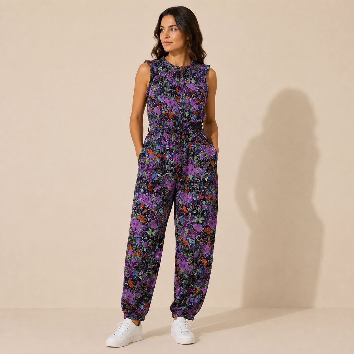 Fashion Circle Vintage Floral Jumpsuit M/L Purple Belted NWT – Jumpsuit product photo 1 | RewearableUK