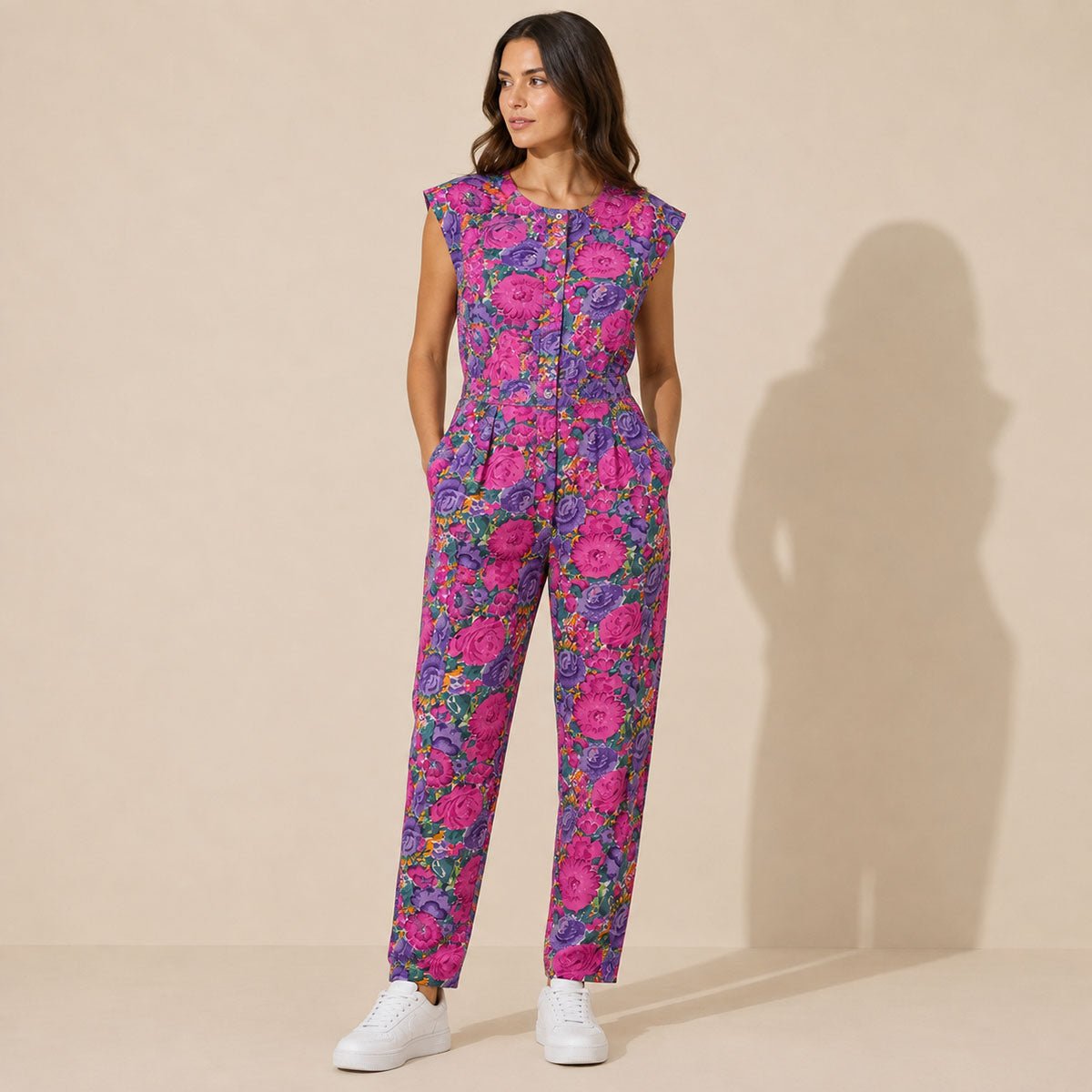 Fashion Circle Vintage Floral Jumpsuit S/M Pink NWT Missing Belt – jumpsuit product photo 1 | RewearableUK