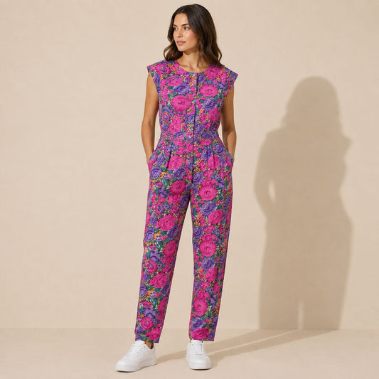 Fashion Circle Vintage Floral Jumpsuit S/M Pink NWT Missing Belt – jumpsuit product photo 1 | RewearableUK