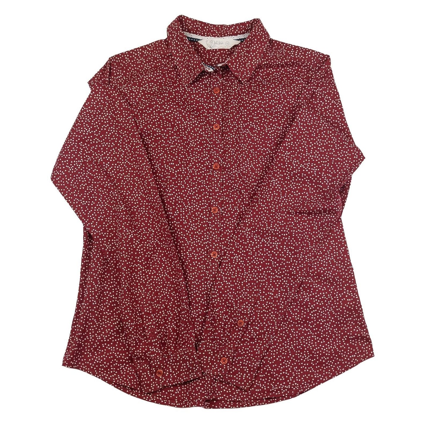 Fat Face Red Heart Print Shirt Size UK 12 Cotton Long Sleeve Button Up Casual by Fat Face – | RewearableUK