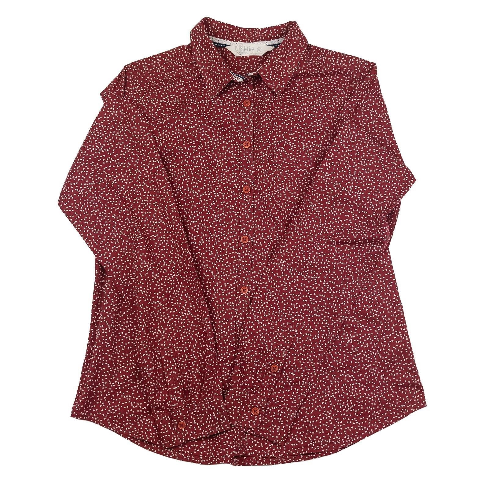 Fat Face Red Heart Print Shirt Size UK 12 Cotton Long Sleeve Button Up Casual by Fat Face – | RewearableUK