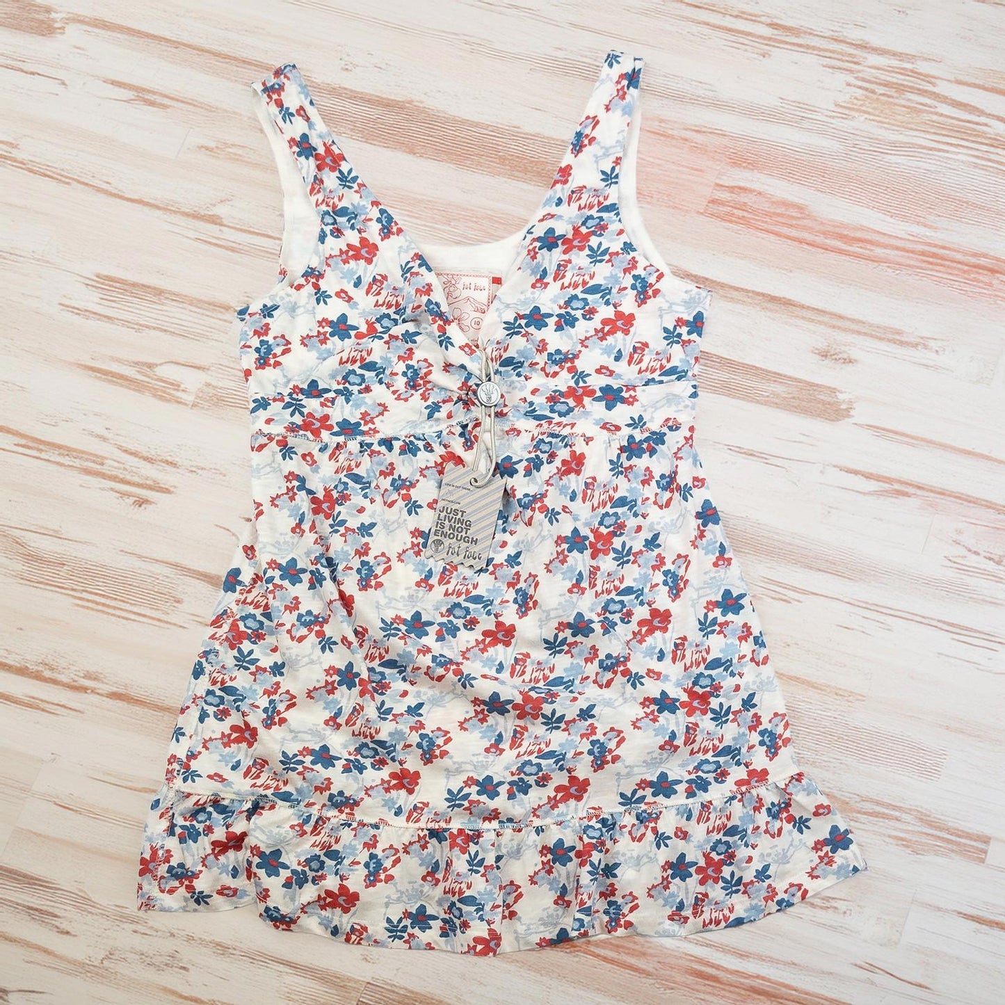 Fat Face Woman White Floral Tunic Dress Size UK 10 Cotton BNWT Summer Beach by Fat Face – | RewearableUK