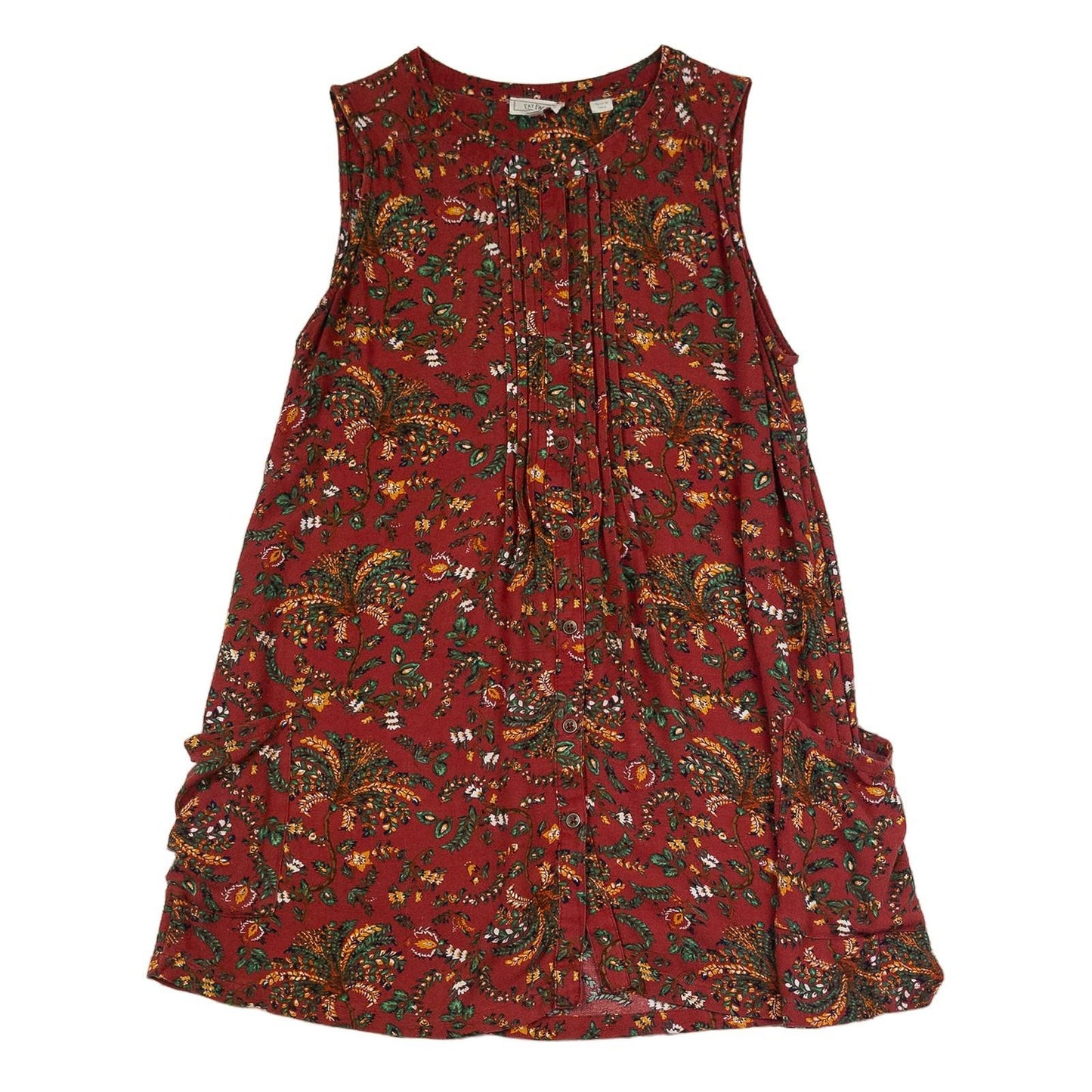 FatFace Top UK 12 Red Floral Print 100% Viscose Sleeveless Tunic Blouse by Fat Face – | RewearableUK