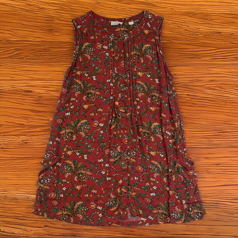 FatFace Top UK 12 Red Floral Print 100% Viscose Sleeveless Tunic Blouse by Fat Face – | RewearableUK