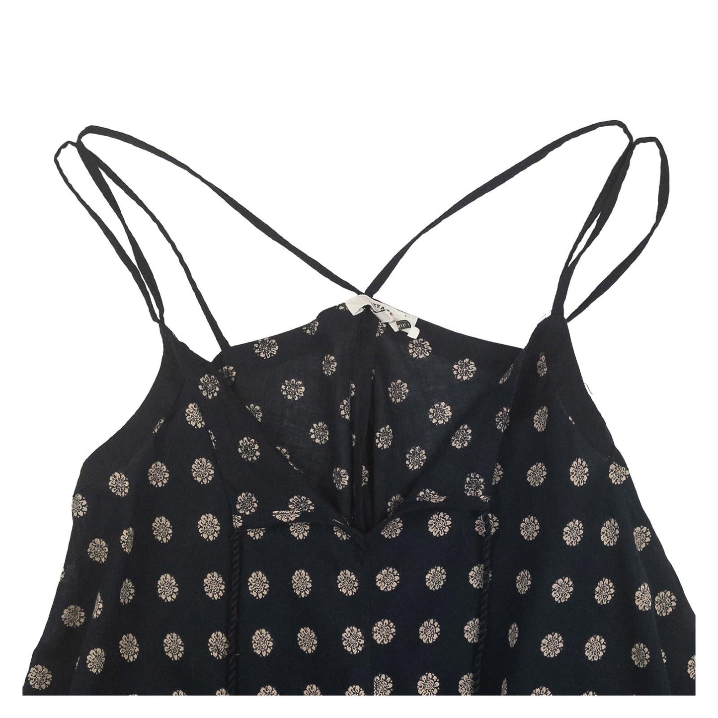 FatFace Top UK 14 Black Floral Handkerchief Hem Cami Strappy Tassel Boho by Fat Face – | RewearableUK