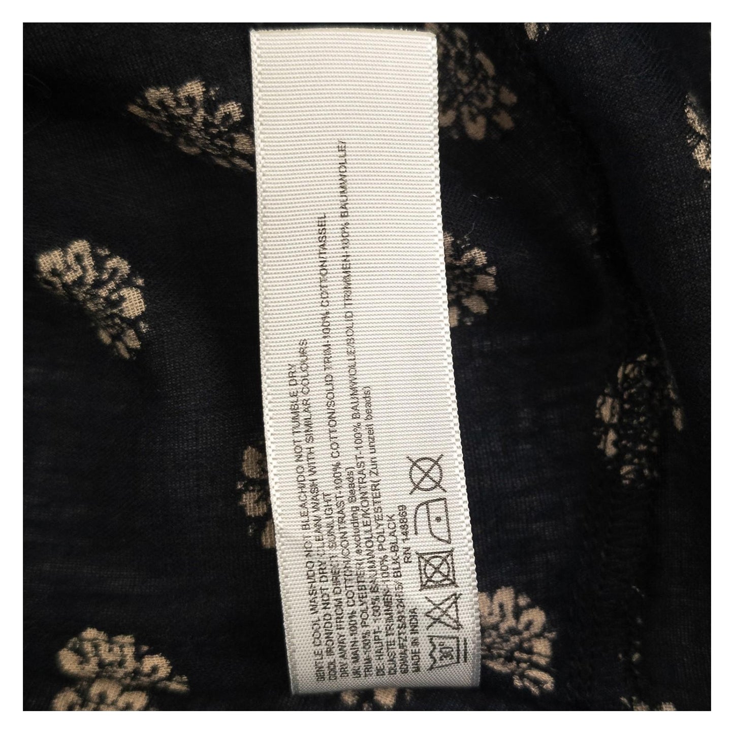 FatFace Top UK 14 Black Floral Handkerchief Hem Cami Strappy Tassel Boho by Fat Face – | RewearableUK