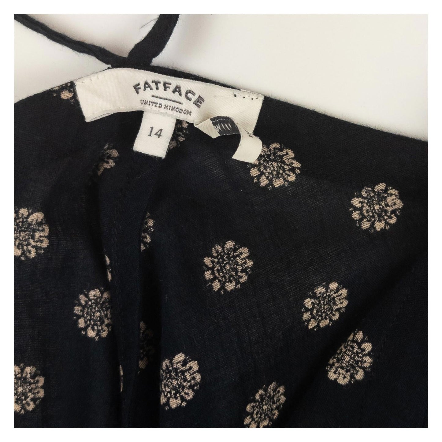 FatFace Top UK 14 Black Floral Handkerchief Hem Cami Strappy Tassel Boho by Fat Face – | RewearableUK