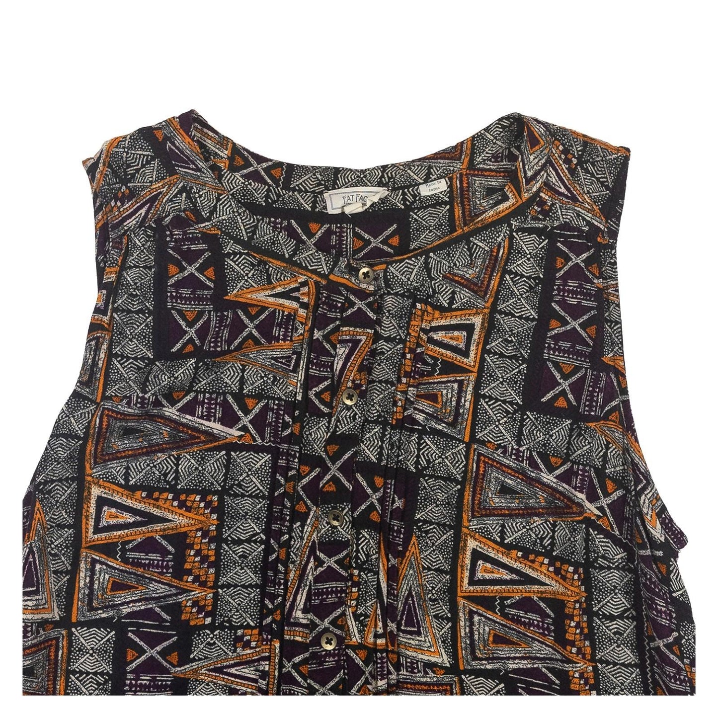 FatFace Tunic Top UK 10 Purple Orange Aztec Tribal Print Sleeveless Pockets by Fat Face – | RewearableUK