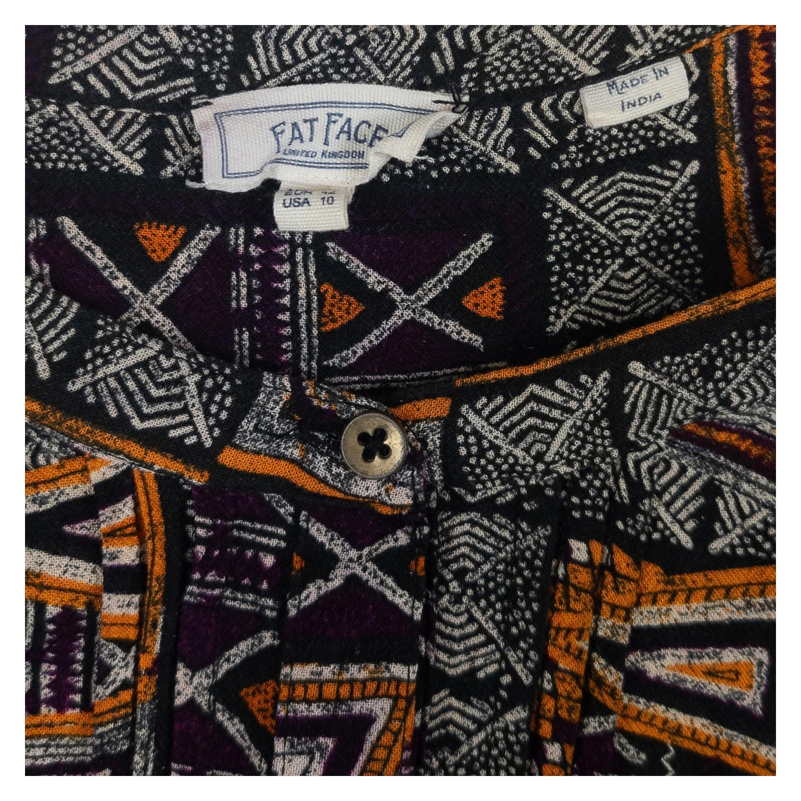 FatFace Tunic Top UK 10 Purple Orange Aztec Tribal Print Sleeveless Pockets by Fat Face – | RewearableUK