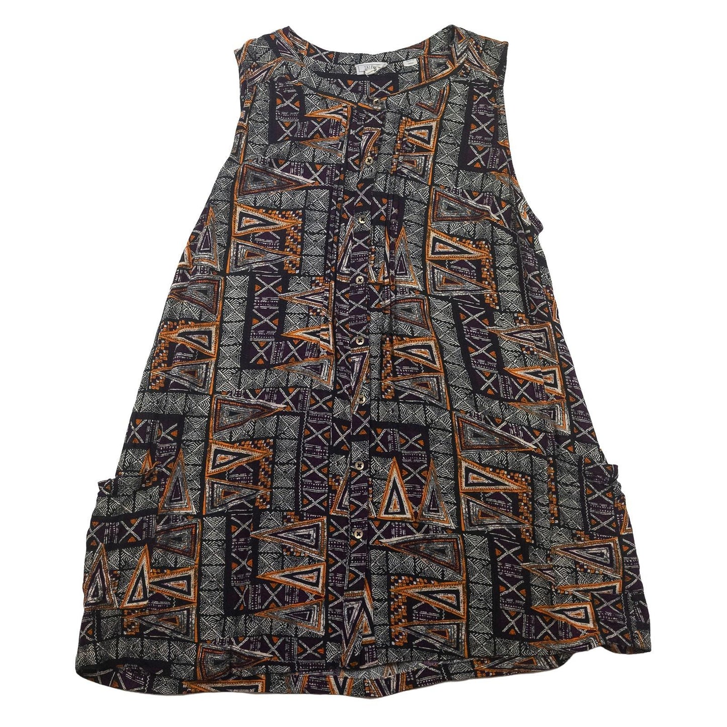 FatFace Tunic Top UK 10 Purple Orange Aztec Tribal Print Sleeveless Pockets by Fat Face – | RewearableUK