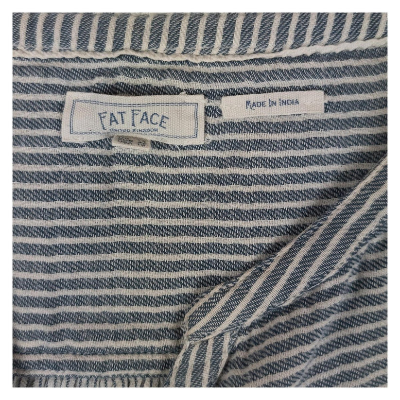 FatFace Tunic Top UK 8 Blue White Stripe 100% Cotton Pockets Tie Belt by Fat Face – | RewearableUK