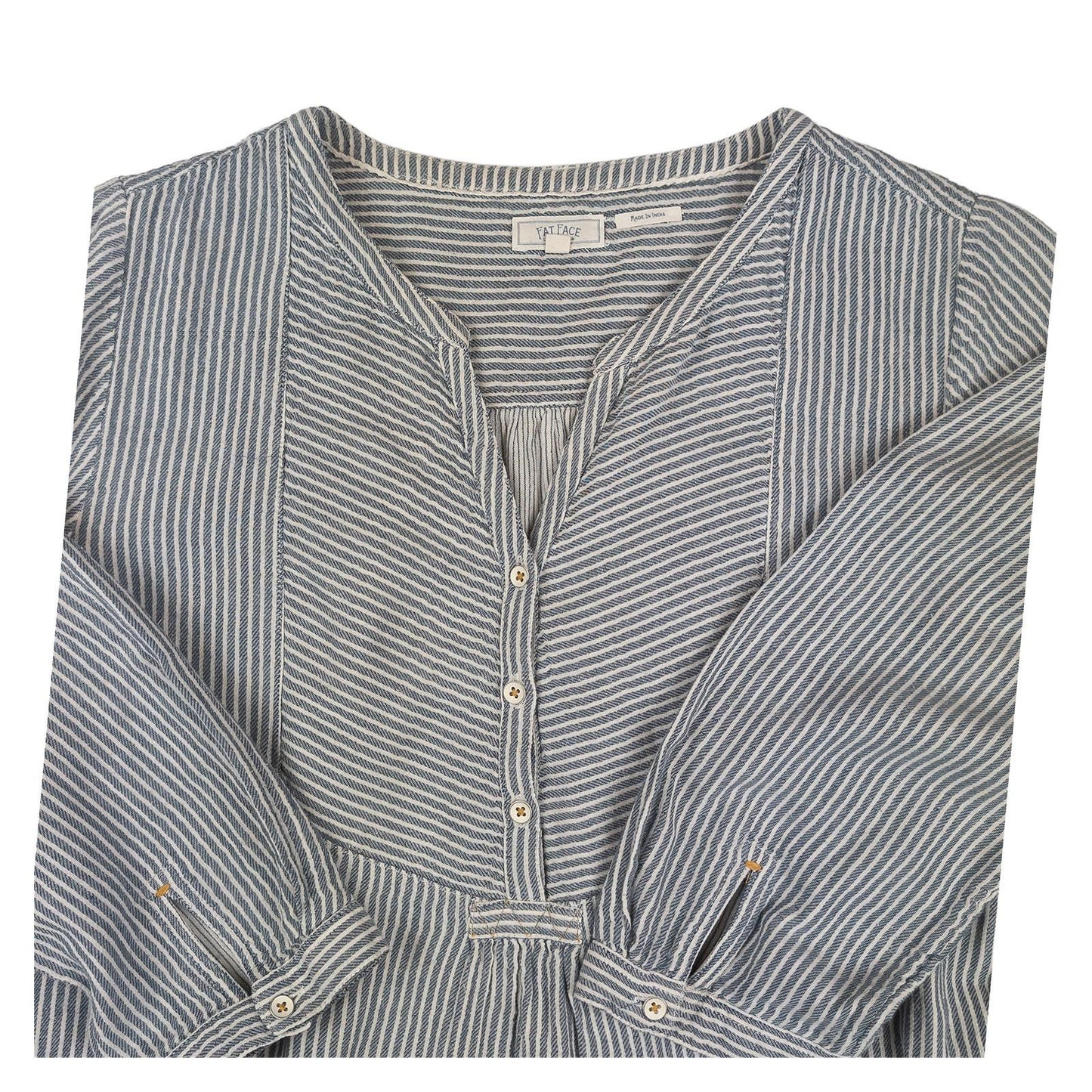 FatFace Tunic Top UK 8 Blue White Stripe 100% Cotton Pockets Tie Belt by Fat Face – | RewearableUK