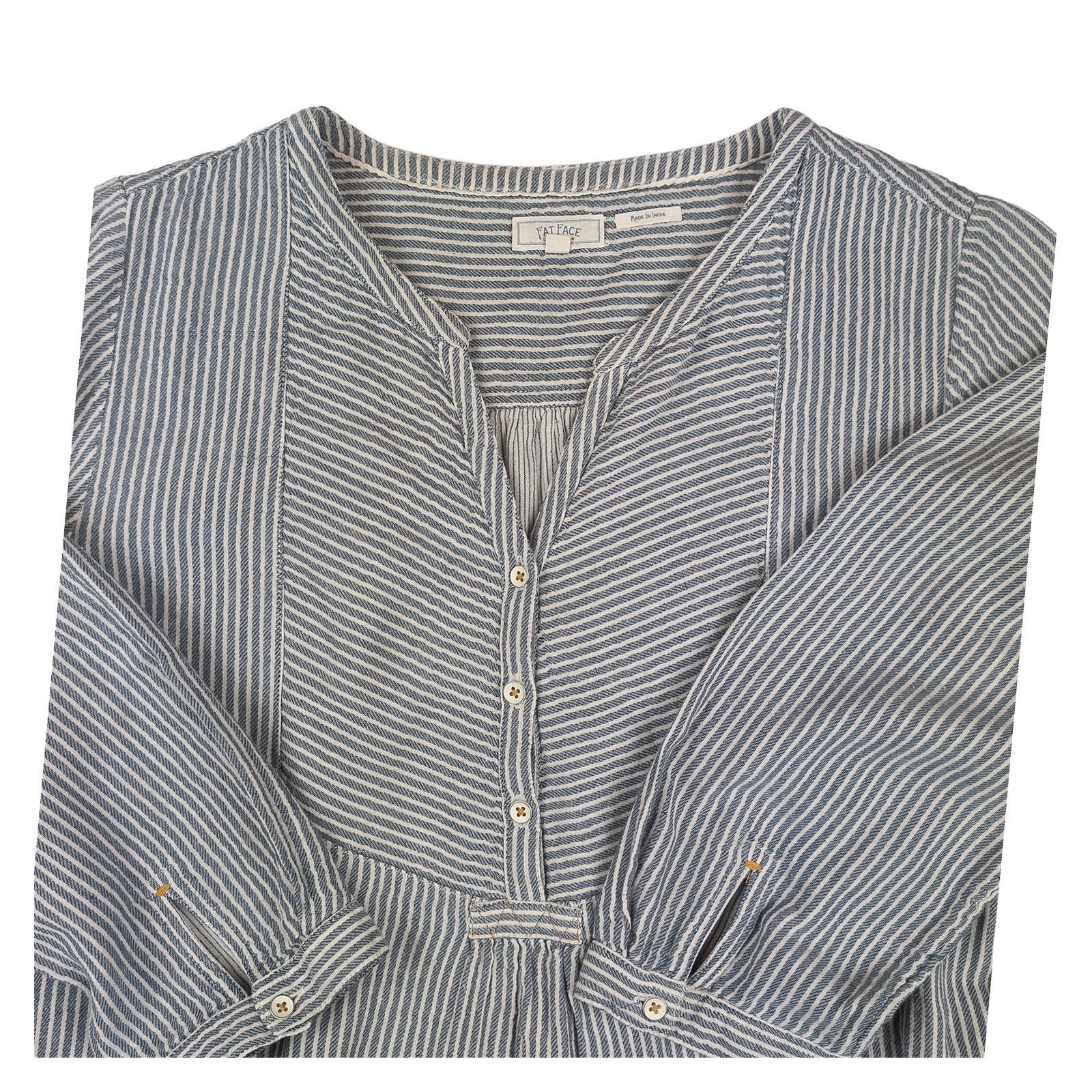 FatFace Tunic Top UK 8 Blue White Stripe 100% Cotton Pockets Tie Belt by Fat Face – | RewearableUK