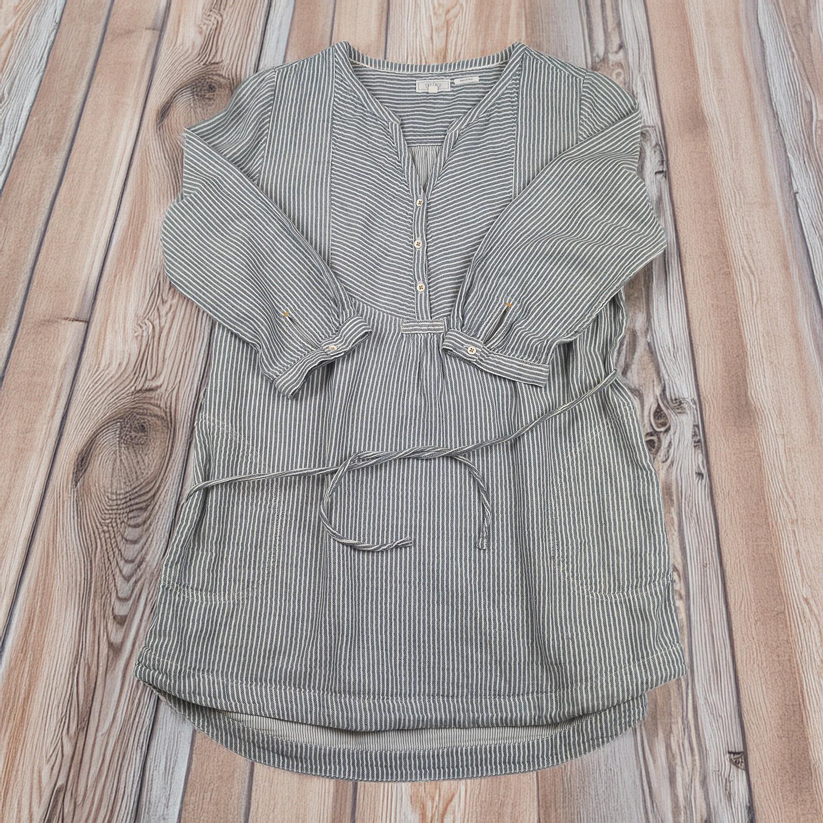 FatFace Tunic Top UK 8 Blue White Stripe 100% Cotton Pockets Tie Belt by Fat Face – | RewearableUK