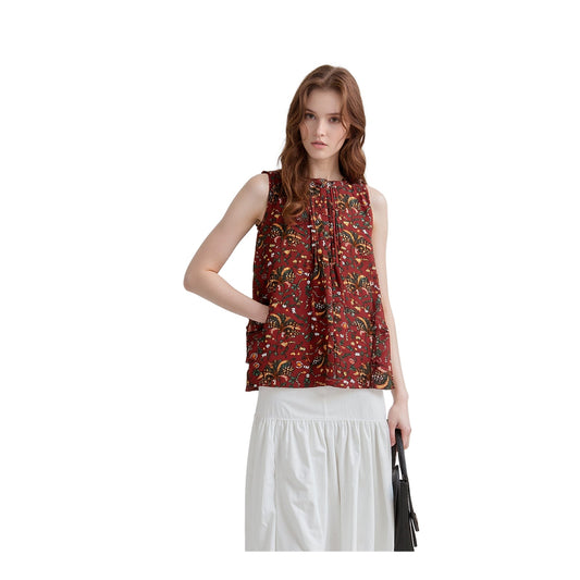 FatFace Viscose Tunic Top Red Floral Print | Women's UK 12 by Fat Face – blouse | RewearableUK