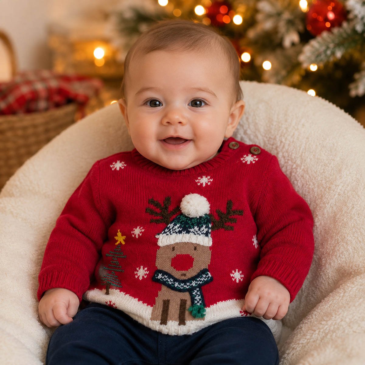 F&F Baby Boys Reindeer Christmas Jumper 0-3 Months Red New with Tags – Christmas Jumper product photo 1 | RewearableUK