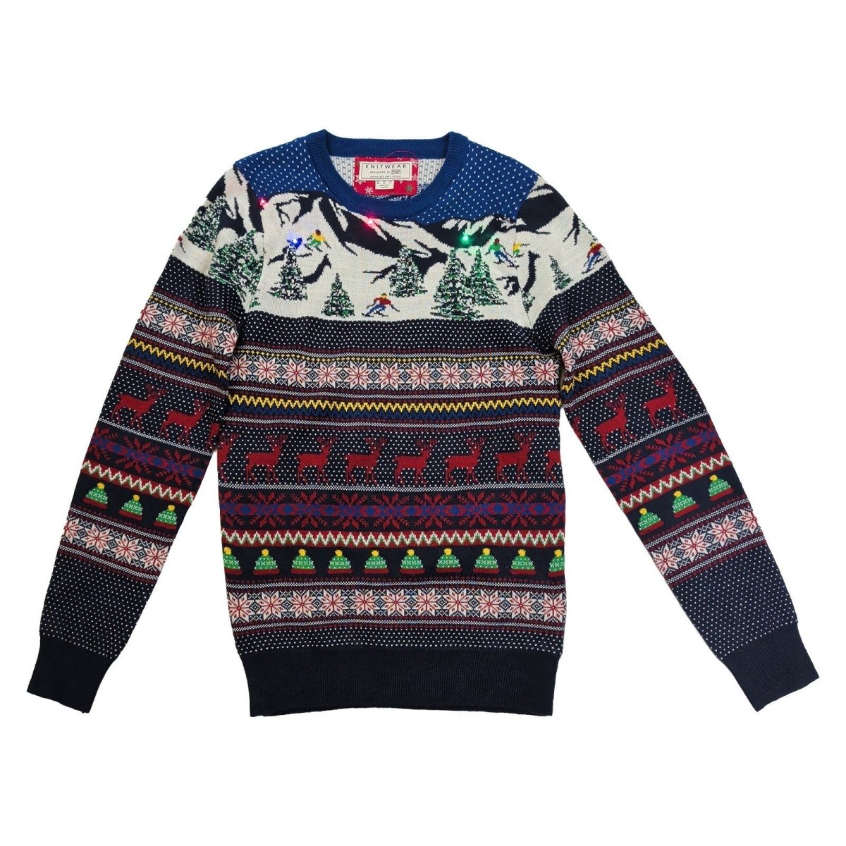 F&F Men's Light Up Christmas Jumper XS Navy Ski Fair Isle LED Xmas – product photo 2 | RewearableUK