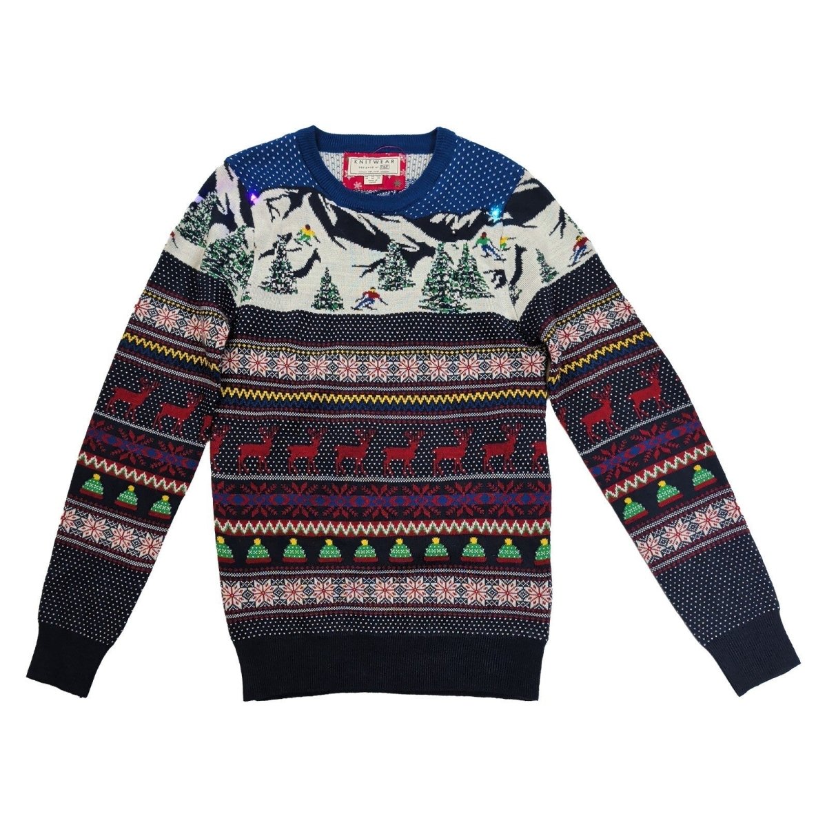 F&F Men's Light Up Christmas Jumper XS Navy Ski Fair Isle LED Xmas – product photo 1 | RewearableUK