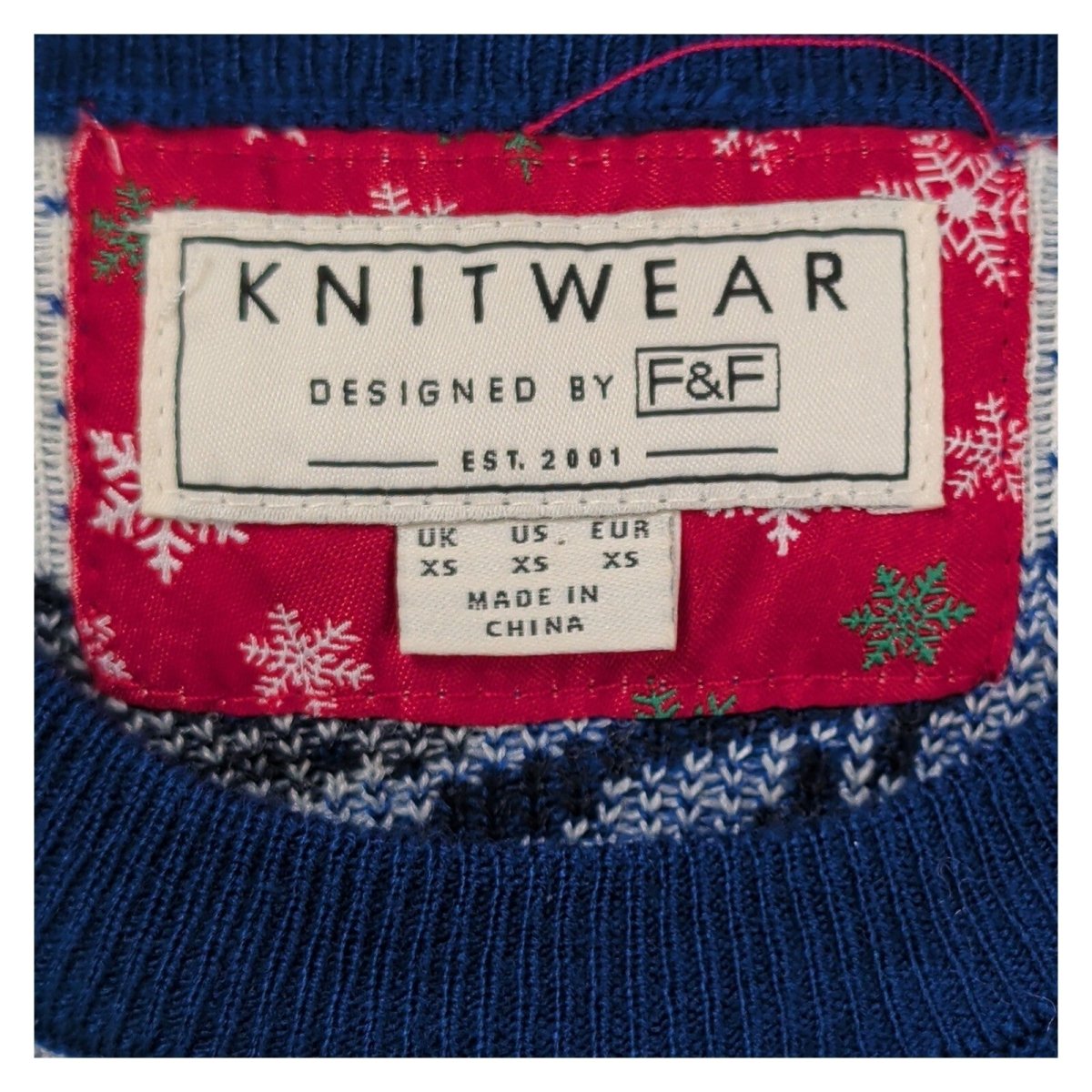 F&F Men's Light Up Christmas Jumper XS Navy Ski Fair Isle LED Xmas – product photo 5 | RewearableUK