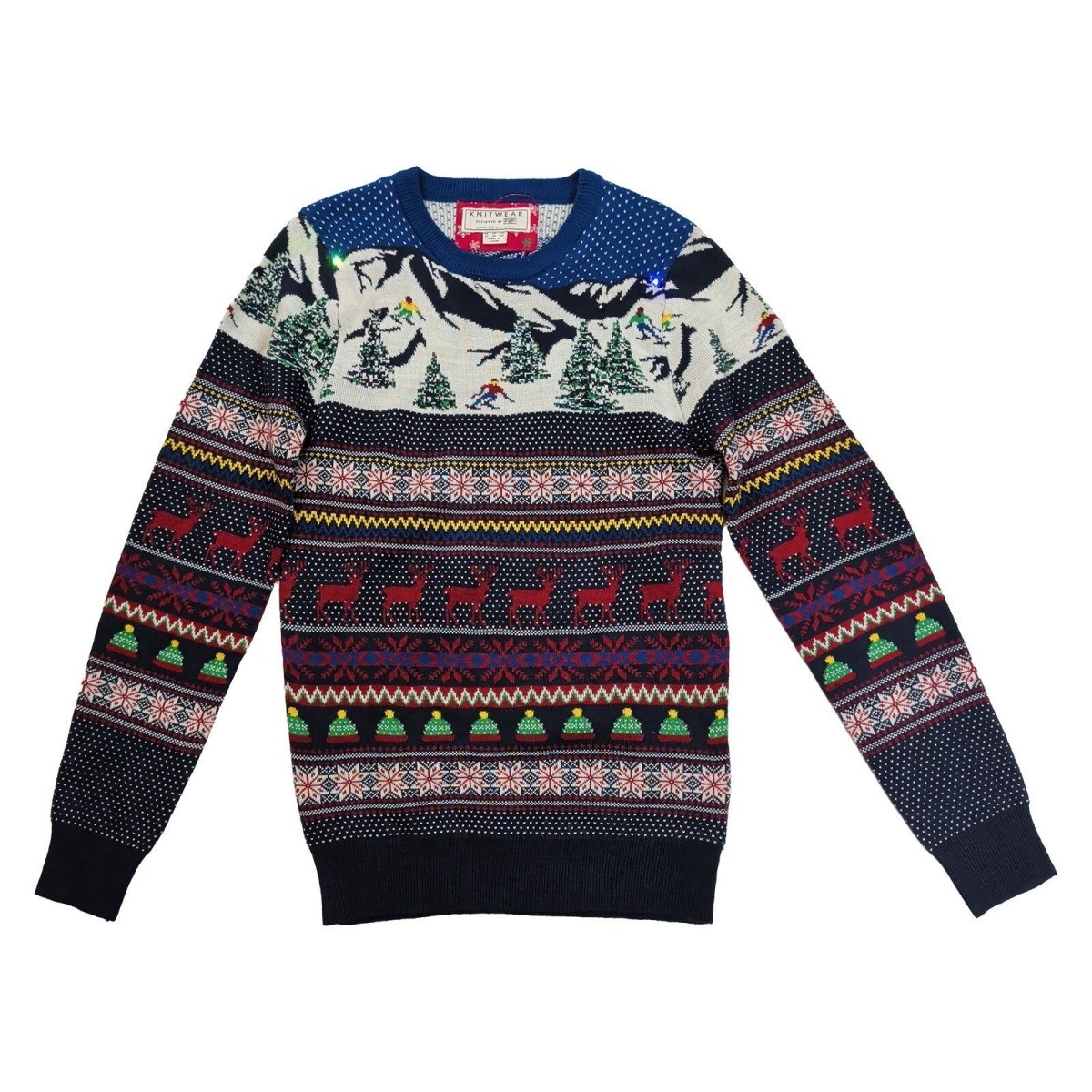 F&F Men's Light Up Christmas Jumper XS Navy Ski Fair Isle LED Xmas – product photo 3 | RewearableUK