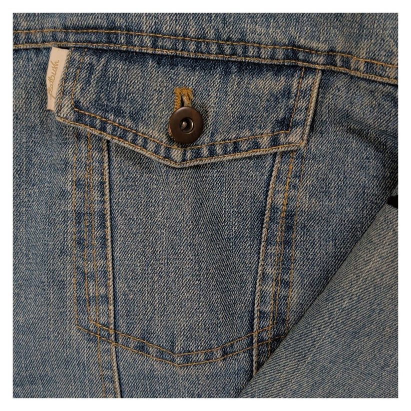 Flatbush Denim Sherpa Trucker Jacket L Blue Graphic Sleeves – product photo 2 | RewearableUK