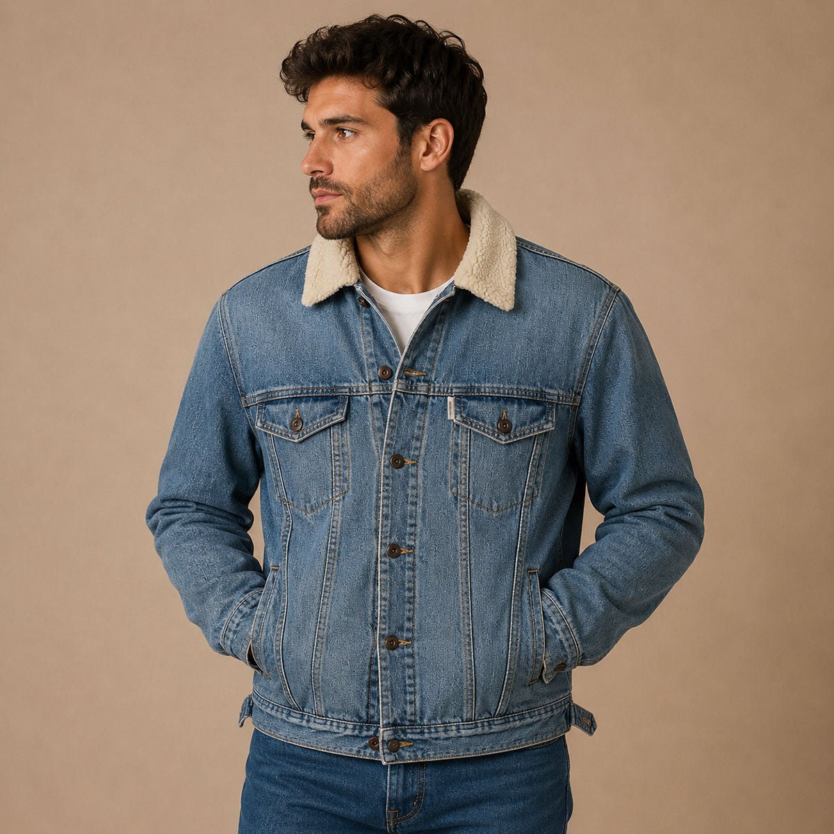 Flatbush Denim Sherpa Trucker Jacket L Light Blue Graphic – Jacket product photo 1 | RewearableUK
