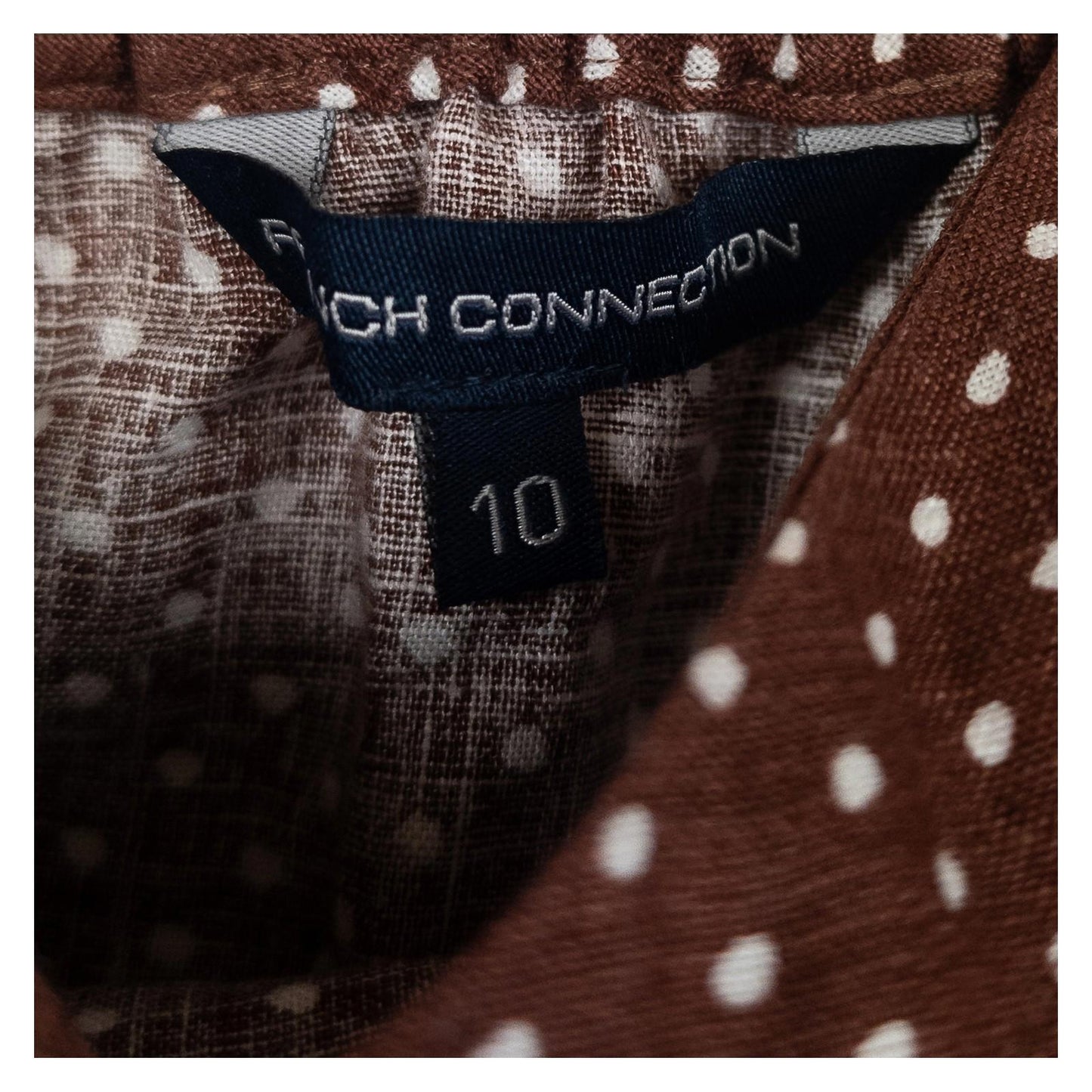 French Connection Brown Polka Dot 100% Linen Cami Top Size UK 10 Summer Vest by French Connection – | RewearableUK