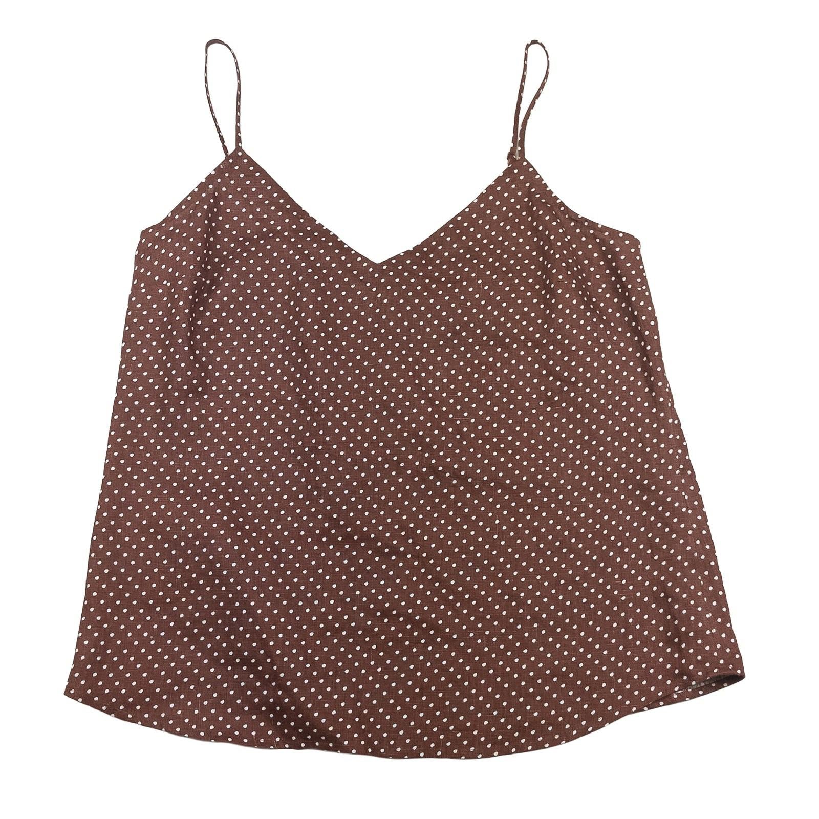French Connection Brown Polka Dot 100% Linen Cami Top Size UK 10 Summer Vest by French Connection – | RewearableUK