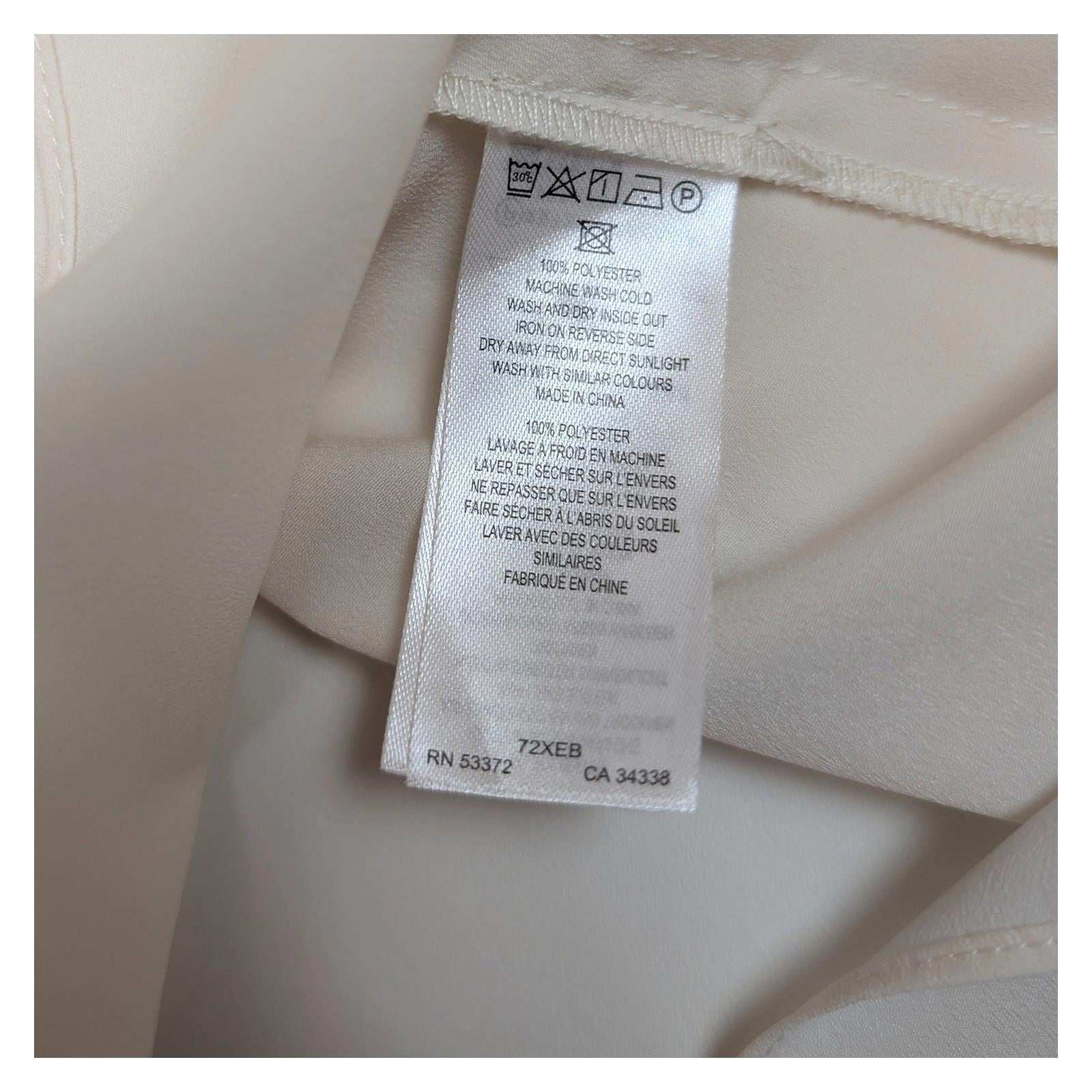 French Connection Cream Blouse Size M Medium Porcelain High Neck Smocked Cuff by French Connection – | RewearableUK
