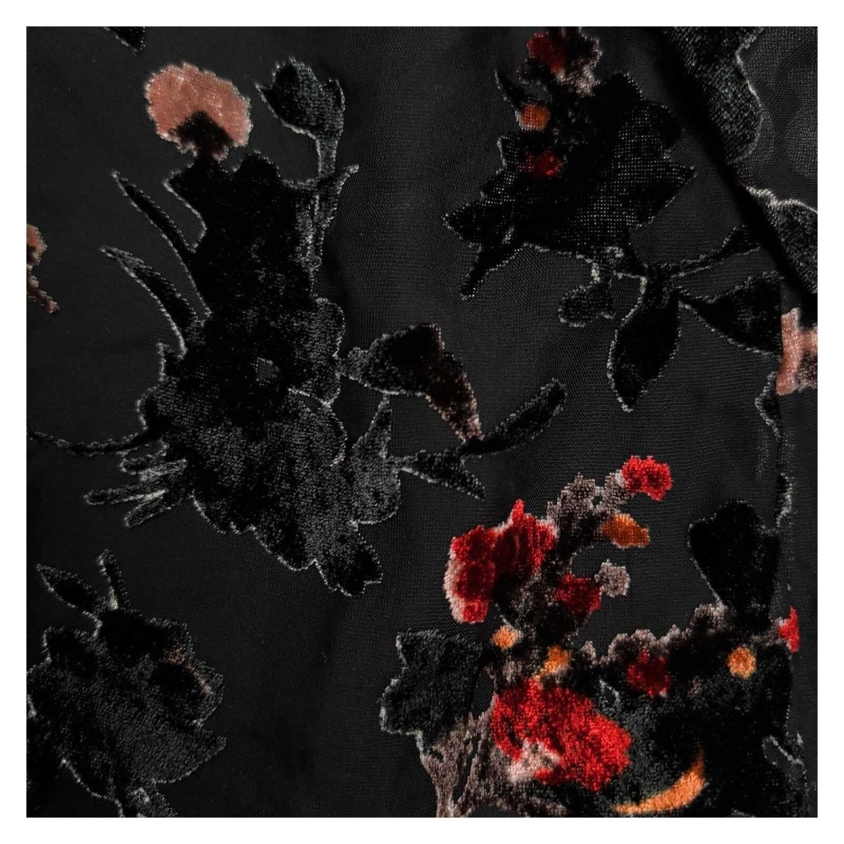 French Connection Guthren Top UK 10 Black Floral Velvet Burnout High Neck – product photo 2 | RewearableUK