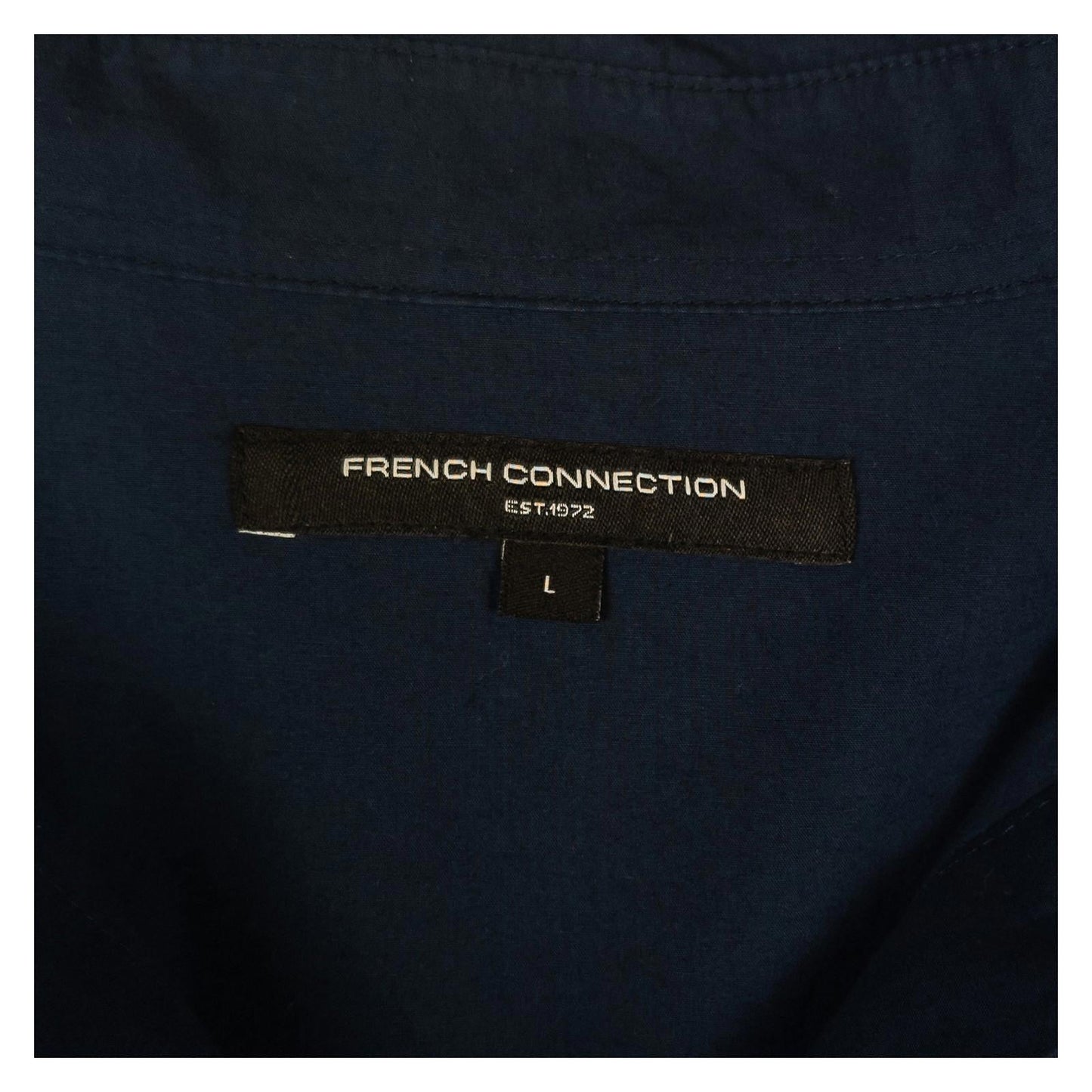 French Connection Navy Blue Cotton Shirt Blouse Lace Sleeve Detail Top Size L by French Connection – | RewearableUK