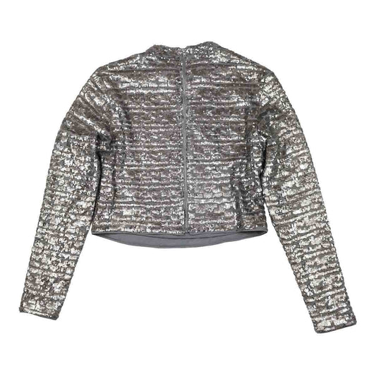 French Connection Sequin Mock Neck Top Gunmetal Grey | Women's UK 8 (XS) by French Connection – top | RewearableUK