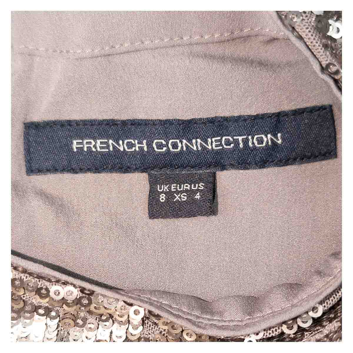 French Connection Sequin Mock Neck Top Gunmetal Grey | Women's UK 8 (XS) by French Connection – top | RewearableUK