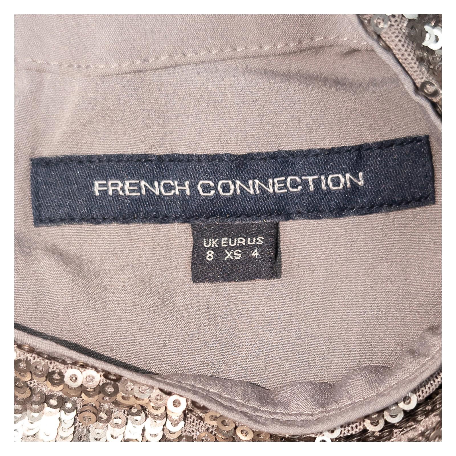 French Connection Sequin Top UK 8 XS Gunmetal Grey Mock Neck Blouse by French Connection – | RewearableUK