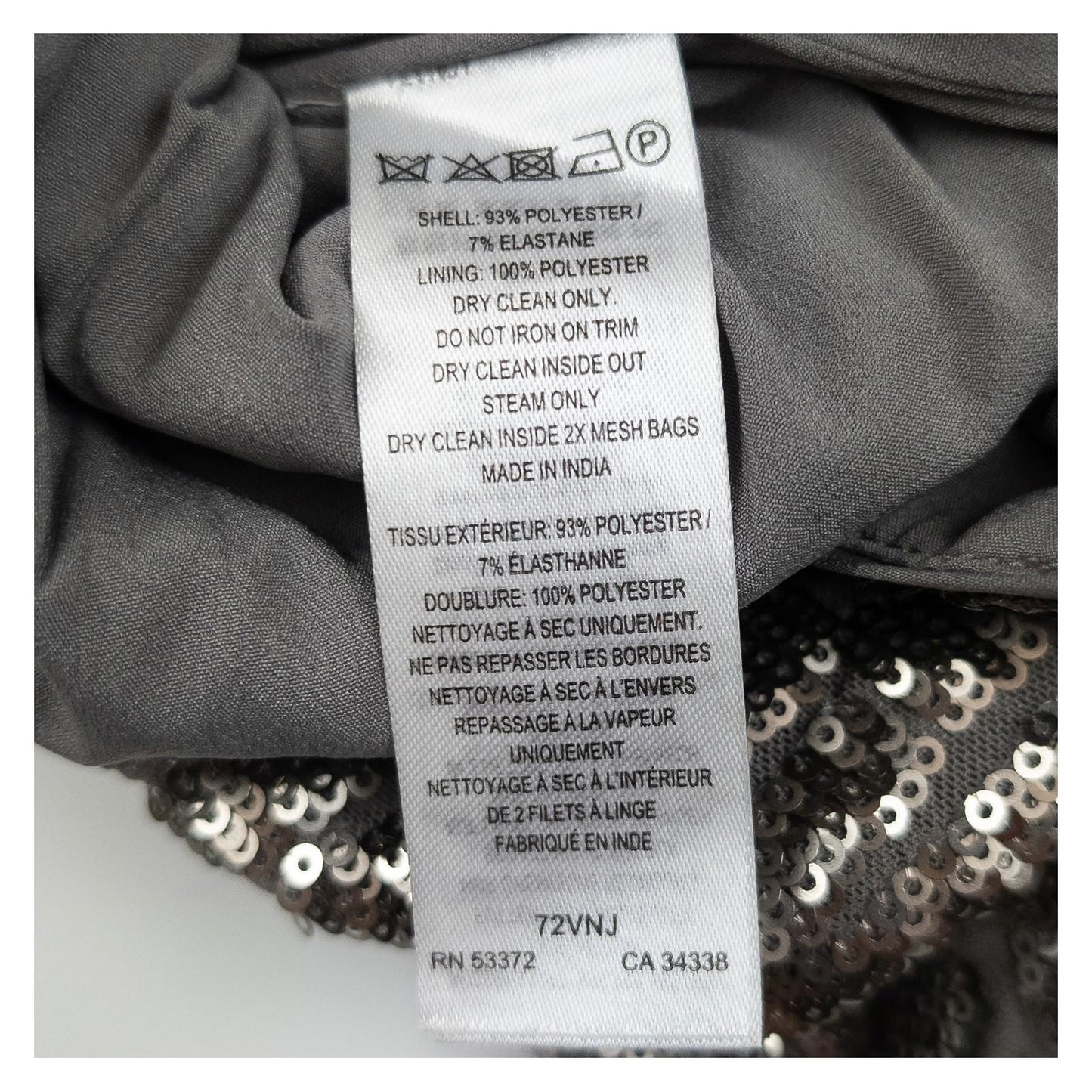 French Connection Sequin Top UK 8 XS Gunmetal Grey Mock Neck Blouse by French Connection – | RewearableUK