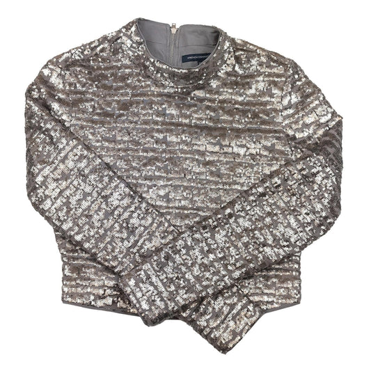 French Connection Sequin Top UK 8 XS Gunmetal Grey Mock Neck Blouse by French Connection – | RewearableUK