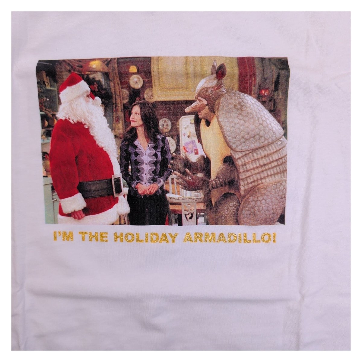 Friends Unisex Adults T-Shirt 18 White Holiday Armadillo Graphic 100% Cotton – product photo 2 | RewearableUK