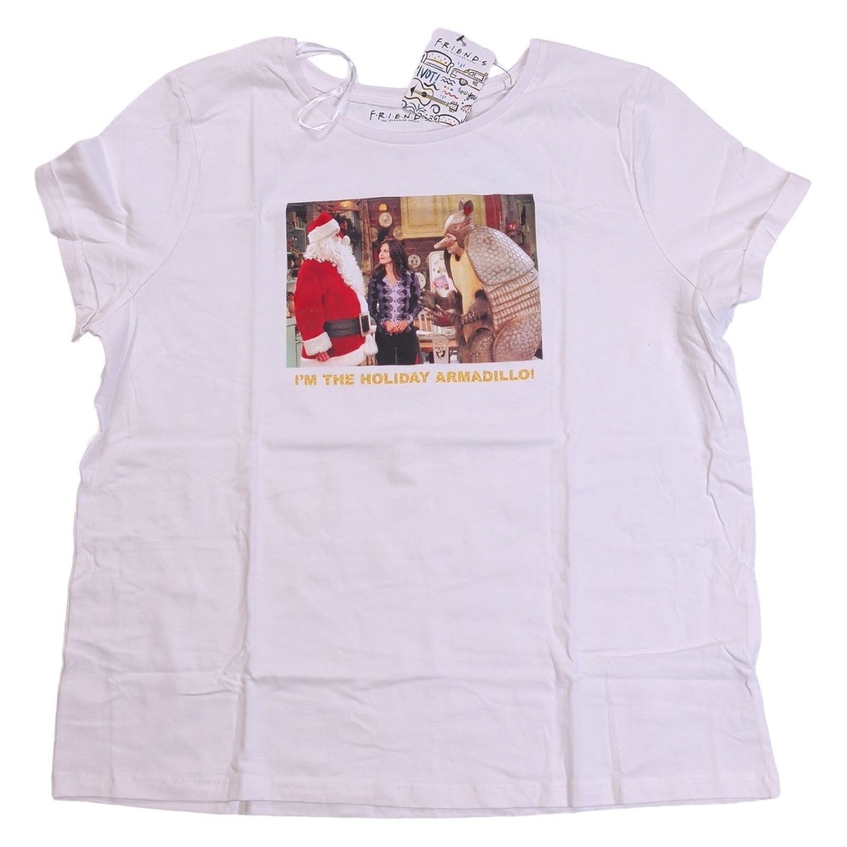 Friends Unisex Adults T-Shirt 18 White Holiday Armadillo Graphic 100% Cotton – product photo 1 | RewearableUK