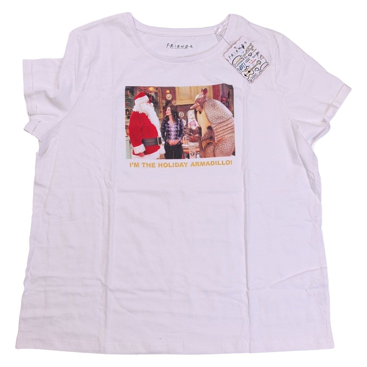 Friends Women's T-Shirt Size 18 White Holiday Armadillo Graphic 100% Cotton – product photo 1 | RewearableUK