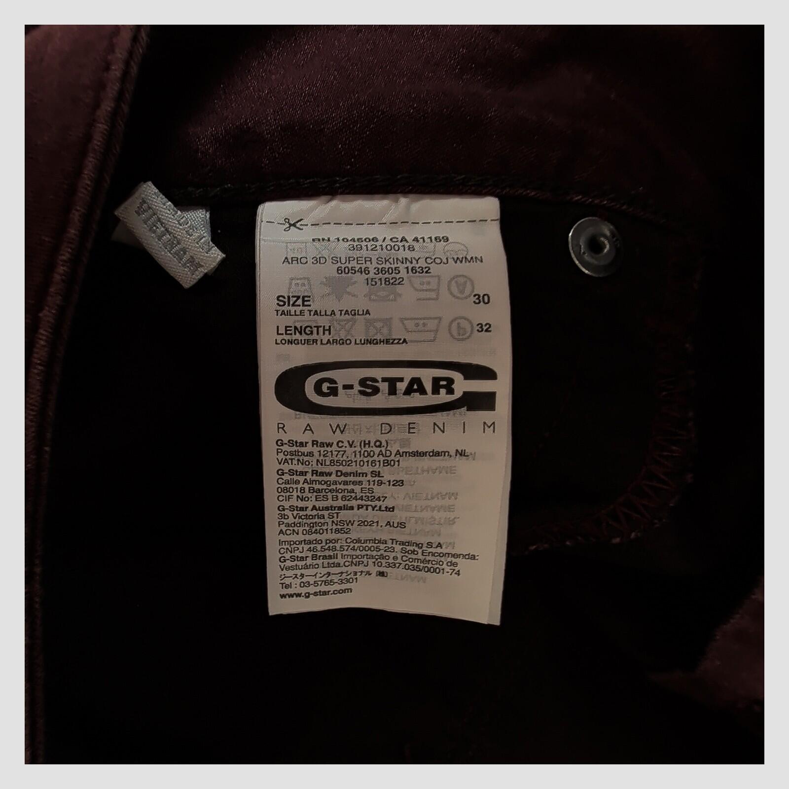 G - Star RAW 3301 Womens Burgundy Skinny Jeans W30 L32 Stretch Slim Fit by G - Star – JEANS | RewearableUK