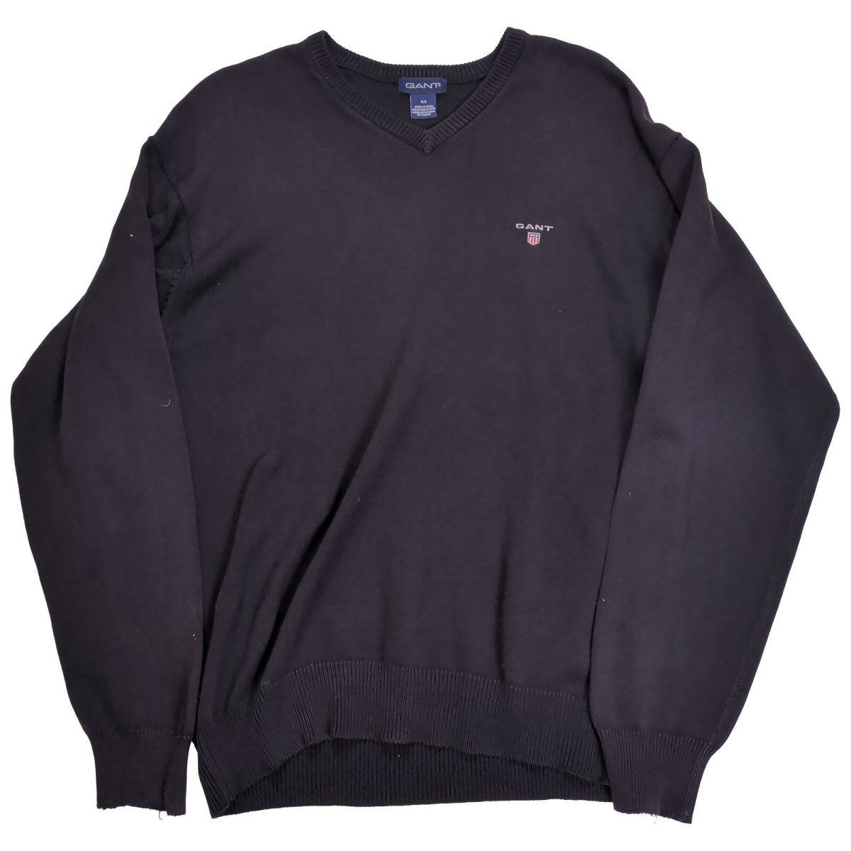GANT Men's Jumper Regular M Black Embroidered Logo 100% Cotton – product photo 2 | RewearableUK