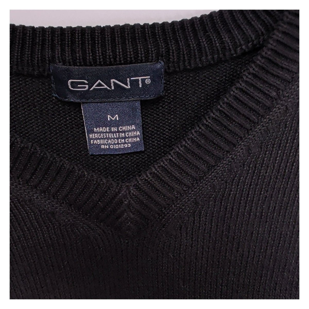 GANT Men's Jumper Regular M Black Embroidered Logo 100% Cotton – product photo 7 | RewearableUK