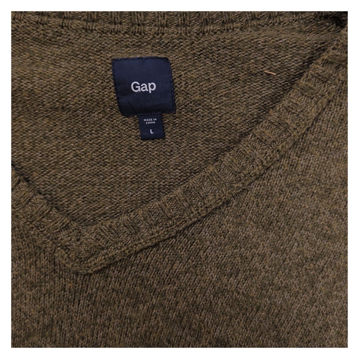 Gap Mens Jumper Large Brown V-Neck Striped Wool Cotton Blend – product photo 3 | RewearableUK