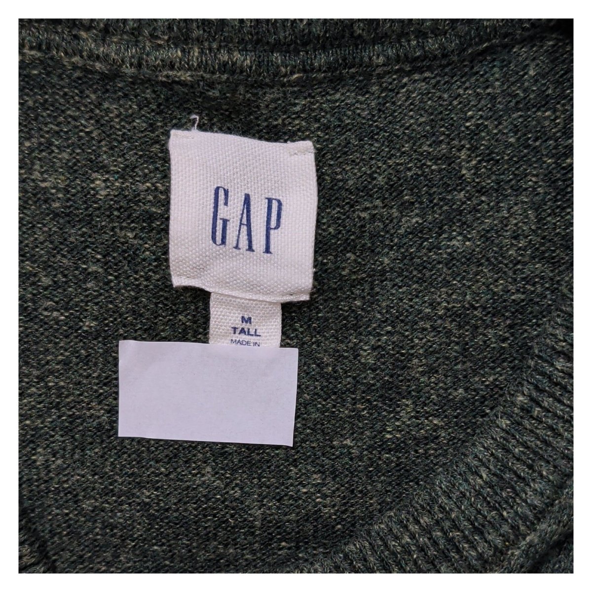 GAP Men's Jumper Medium Tall Forest Green V-Neck Cotton Blend – product photo 2 | RewearableUK