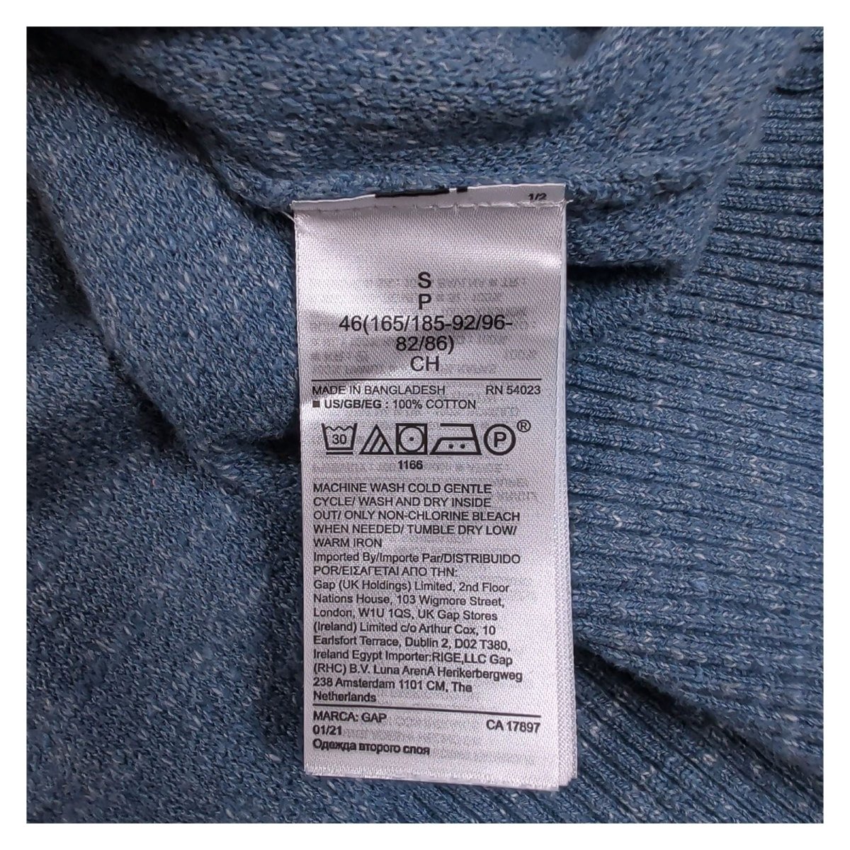 GAP Men's Jumper Small Blue Crew Neck 100% Cotton – product photo 7 | RewearableUK