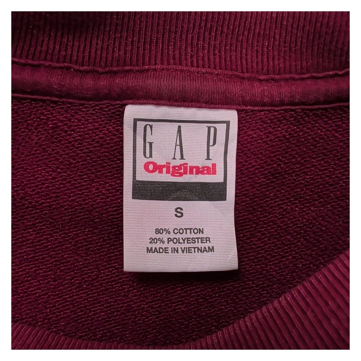GAP Unisex Sweatshirt S Burgundy 80% Cotton 20% Polyester – product photo 5 | RewearableUK