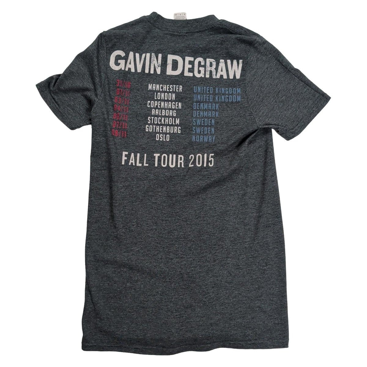 Gavin DeGraw Fall Tour 2015 T-Shirt Grey Men's S Gildan Tour Dates – product photo 2 | RewearableUK