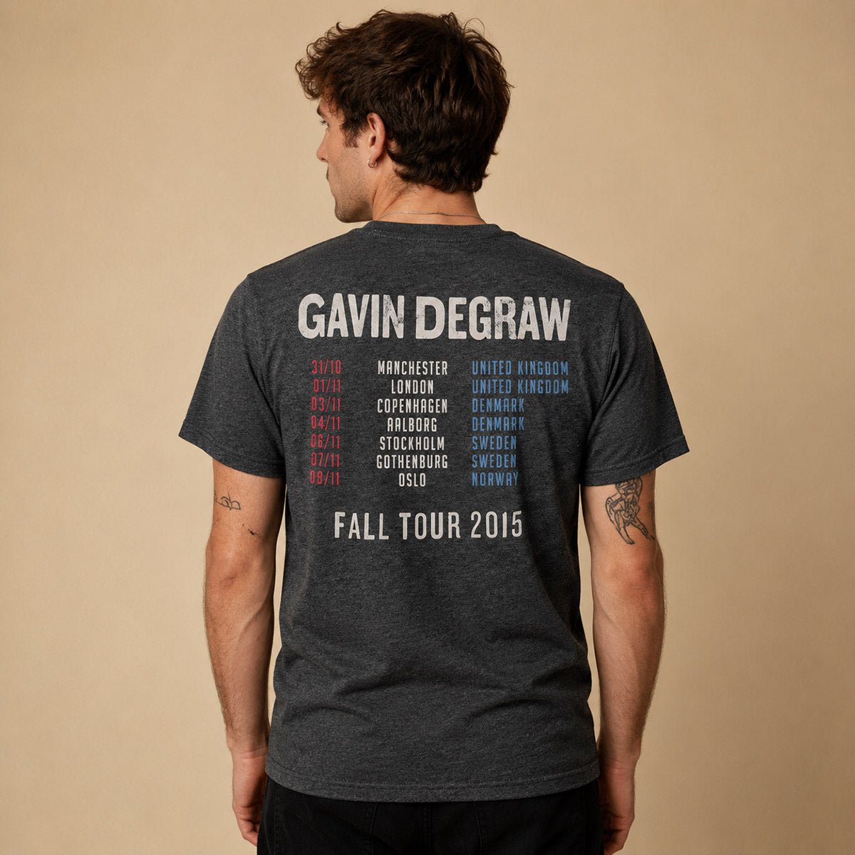 Gavin DeGraw Fall Tour 2015 T-Shirt S Dark Grey Gildan – product photo 2 | RewearableUK