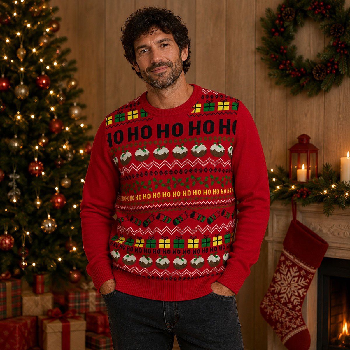 George HO HO HO Christmas Jumper XS Red Festive Print – Christmas Jumper product photo 1 | RewearableUK
