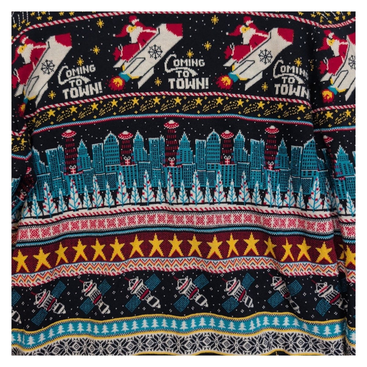 George Men's Christmas Jumper Medium Santa Rocket Space Fair Isle Xmas Sweater – product photo 2 | RewearableUK